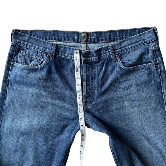 7 For All Mankind Button Fly Straight Leg Denim Jeans Men’s Hemmed Size 40x29 - Picture 5 of 10